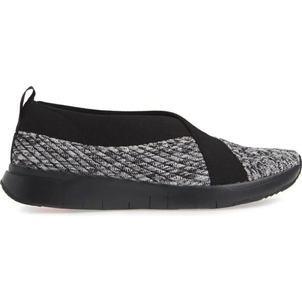 Fitflop Artknit Ballet Shoe Slip On Sneaker Women 5 Gray Black Comfort LIght 36